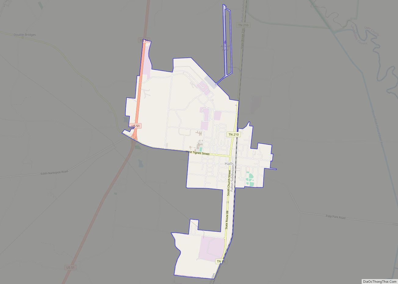 Map of Halls town