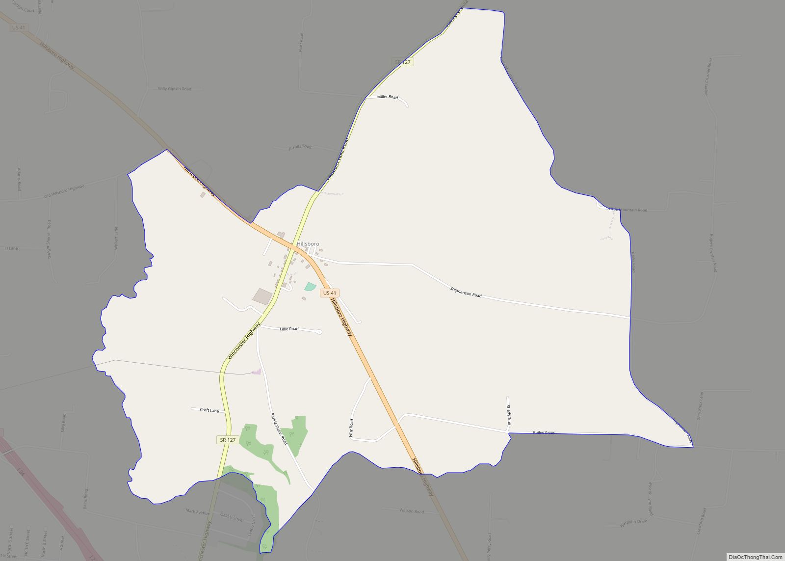 Map of Hillsboro CDP, Tennessee