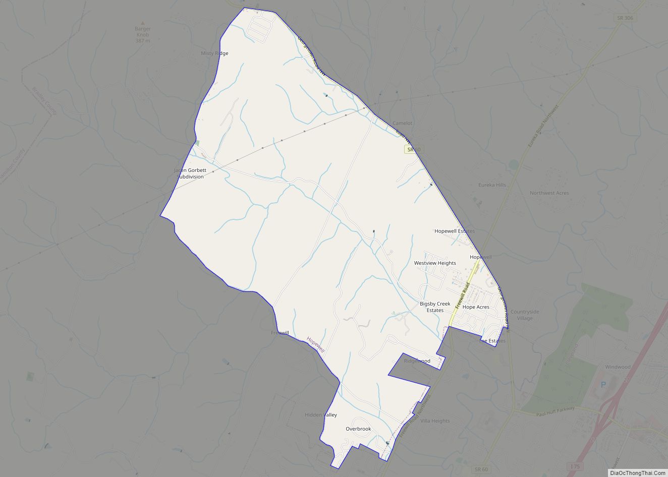 Map of Hopewell CDP, Tennessee