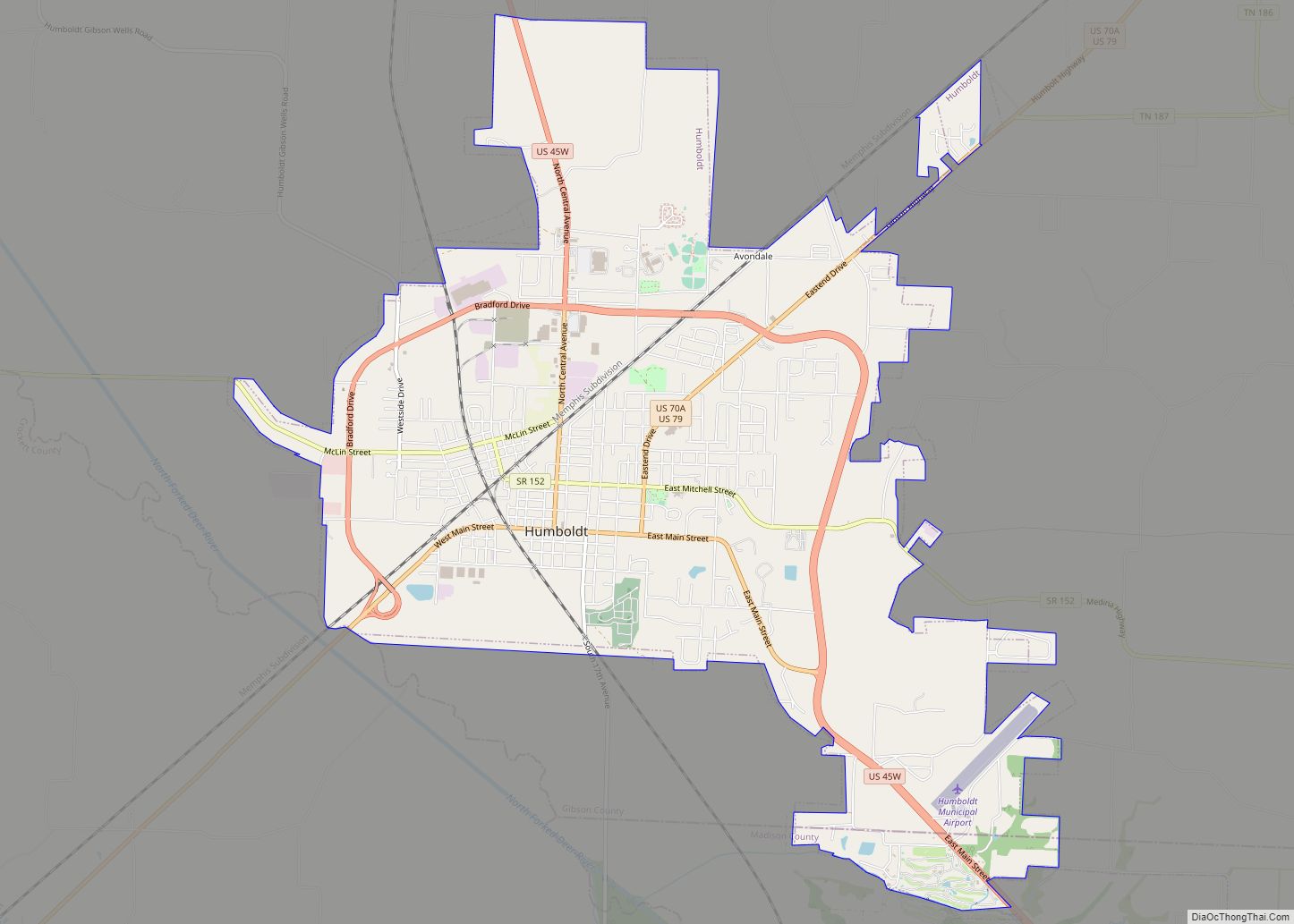 Map of Humboldt city, Tennessee
