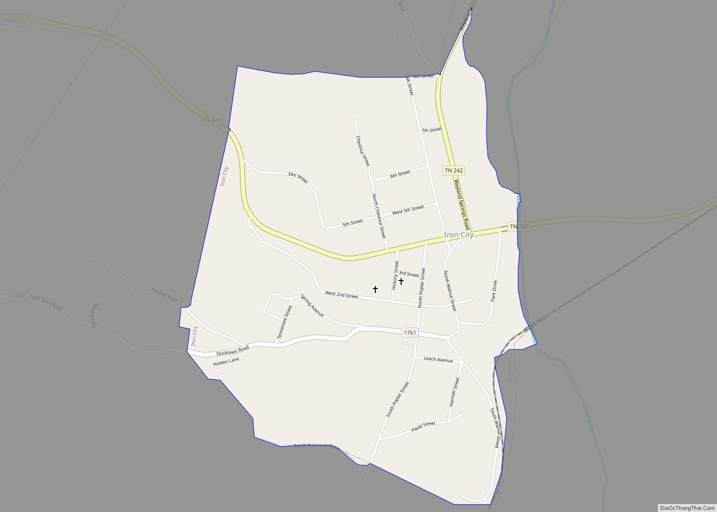 Map of Iron City CDP, Tennessee
