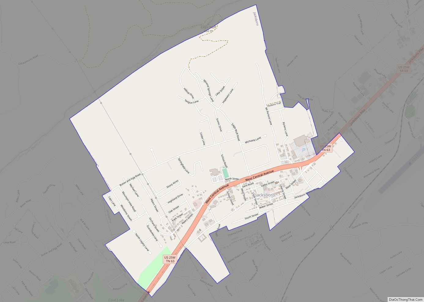 Map of Jacksboro town