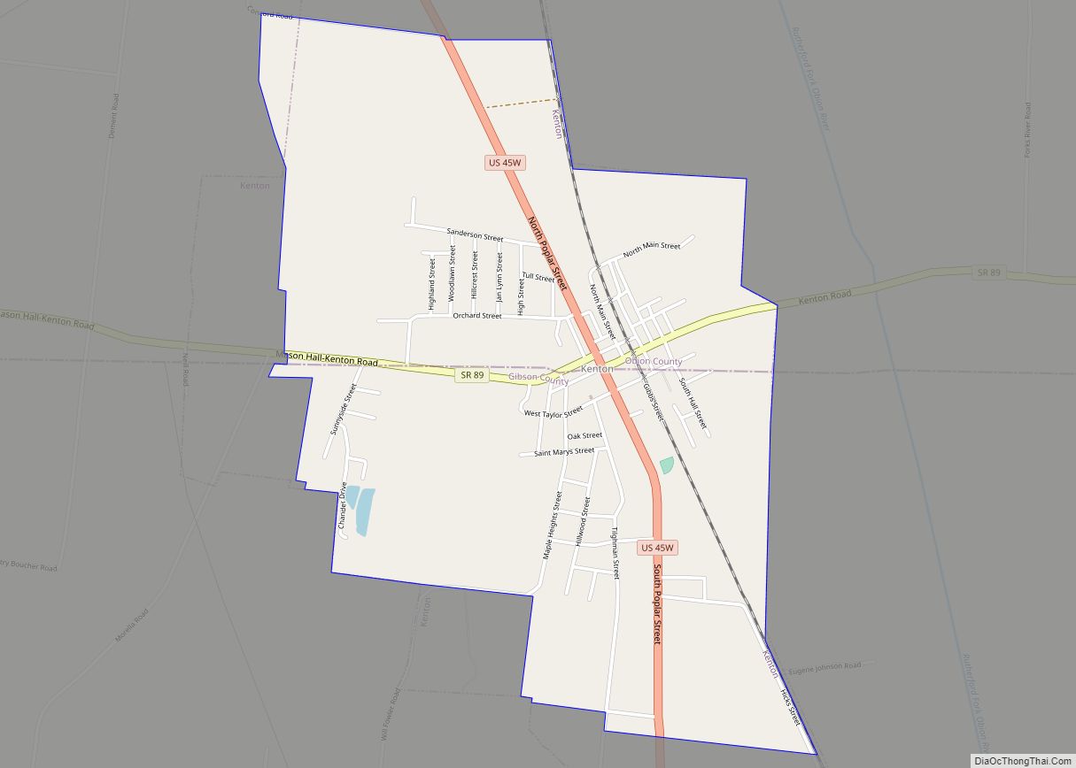 Map of Kenton town, Tennessee