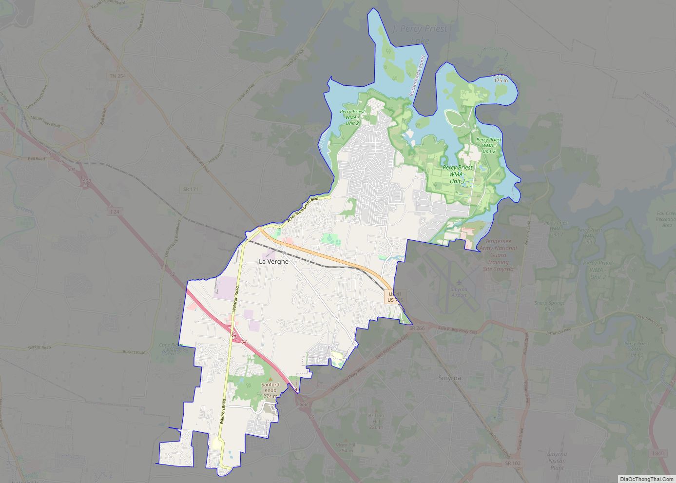 Map of La Vergne city
