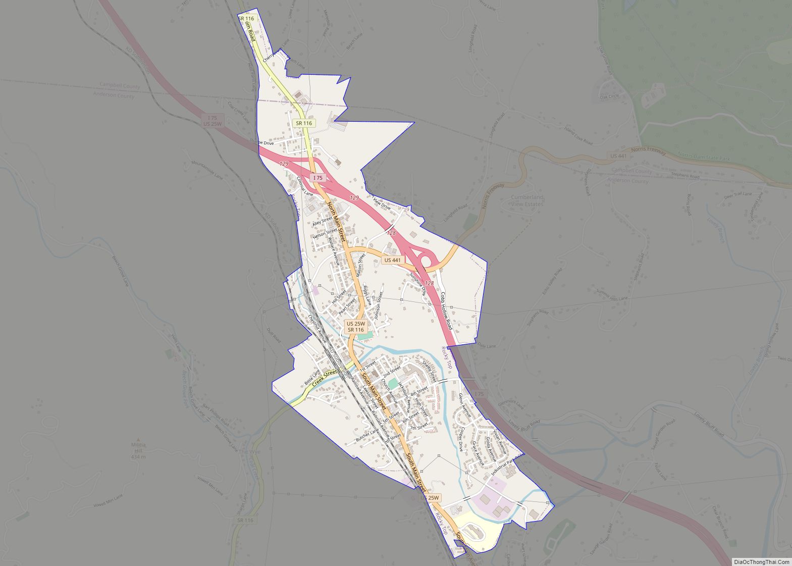 Map of Lake City, Tennessee