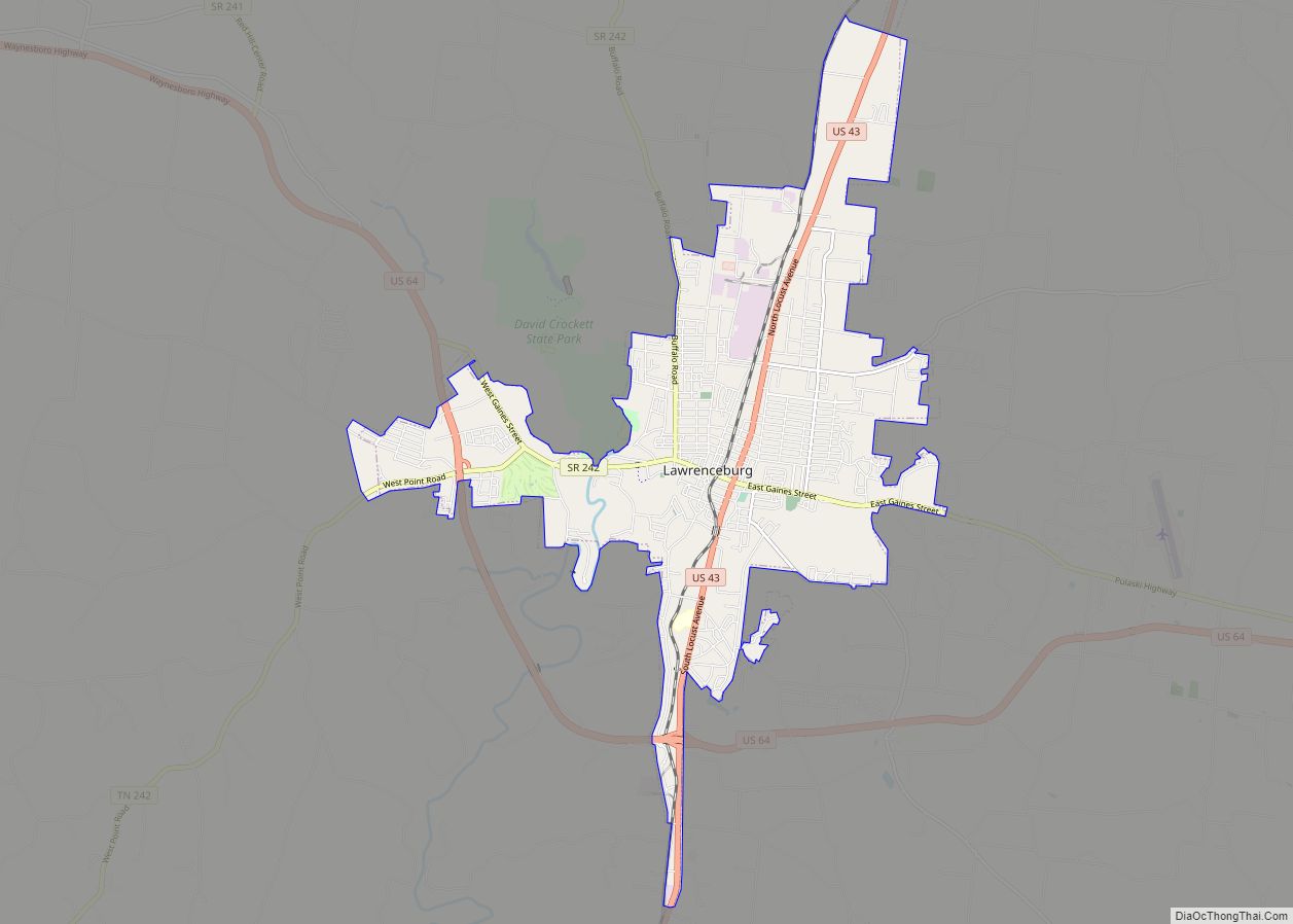 Map of Lawrenceburg city, Tennessee