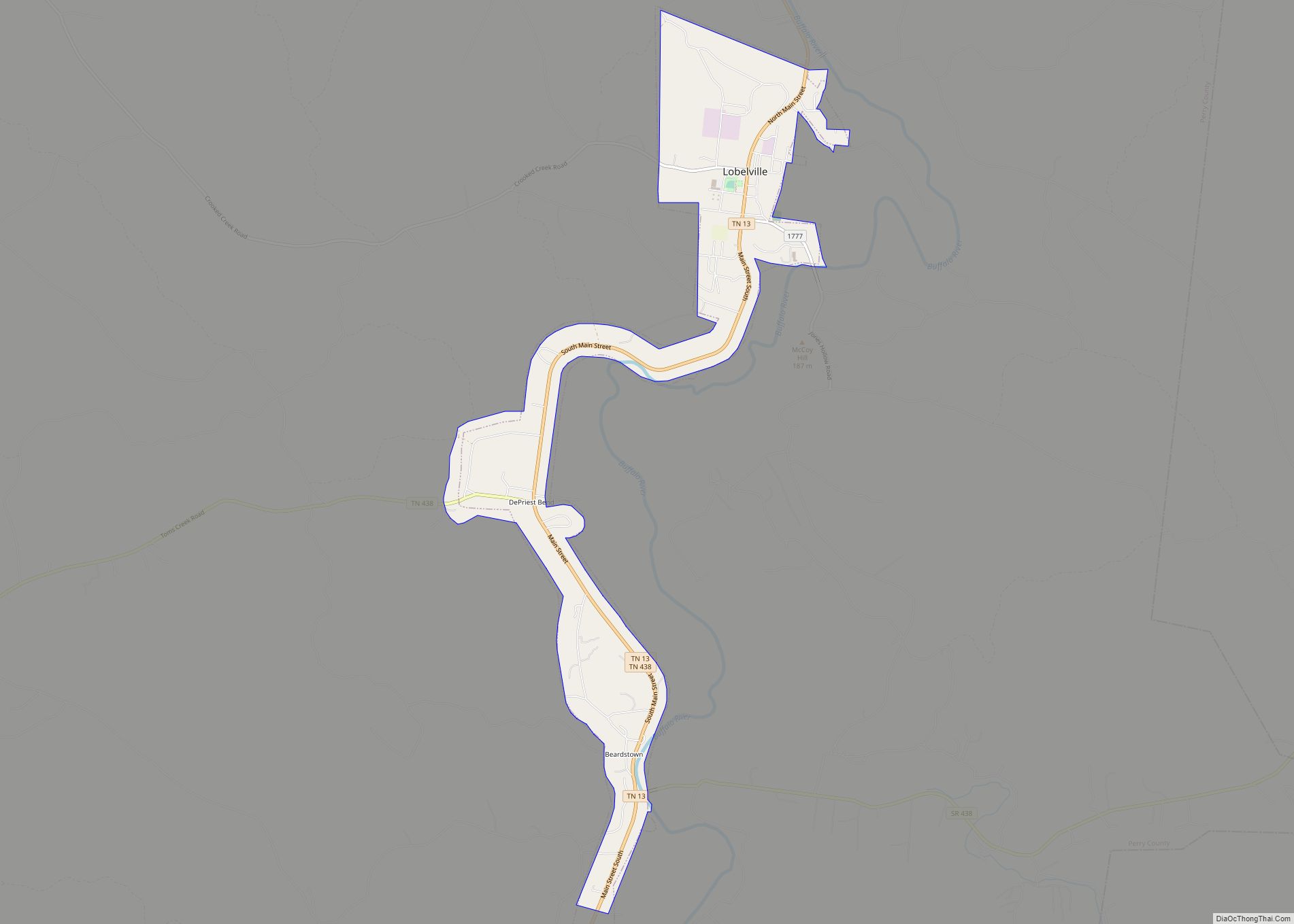 Map of Lobelville city