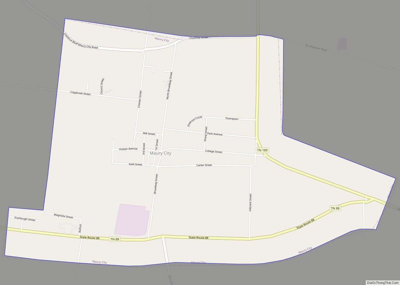 Map of Maury City town
