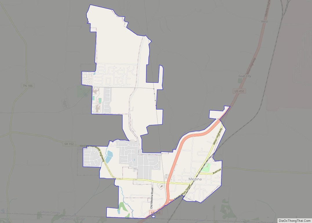 Map of Medina city, Tennessee