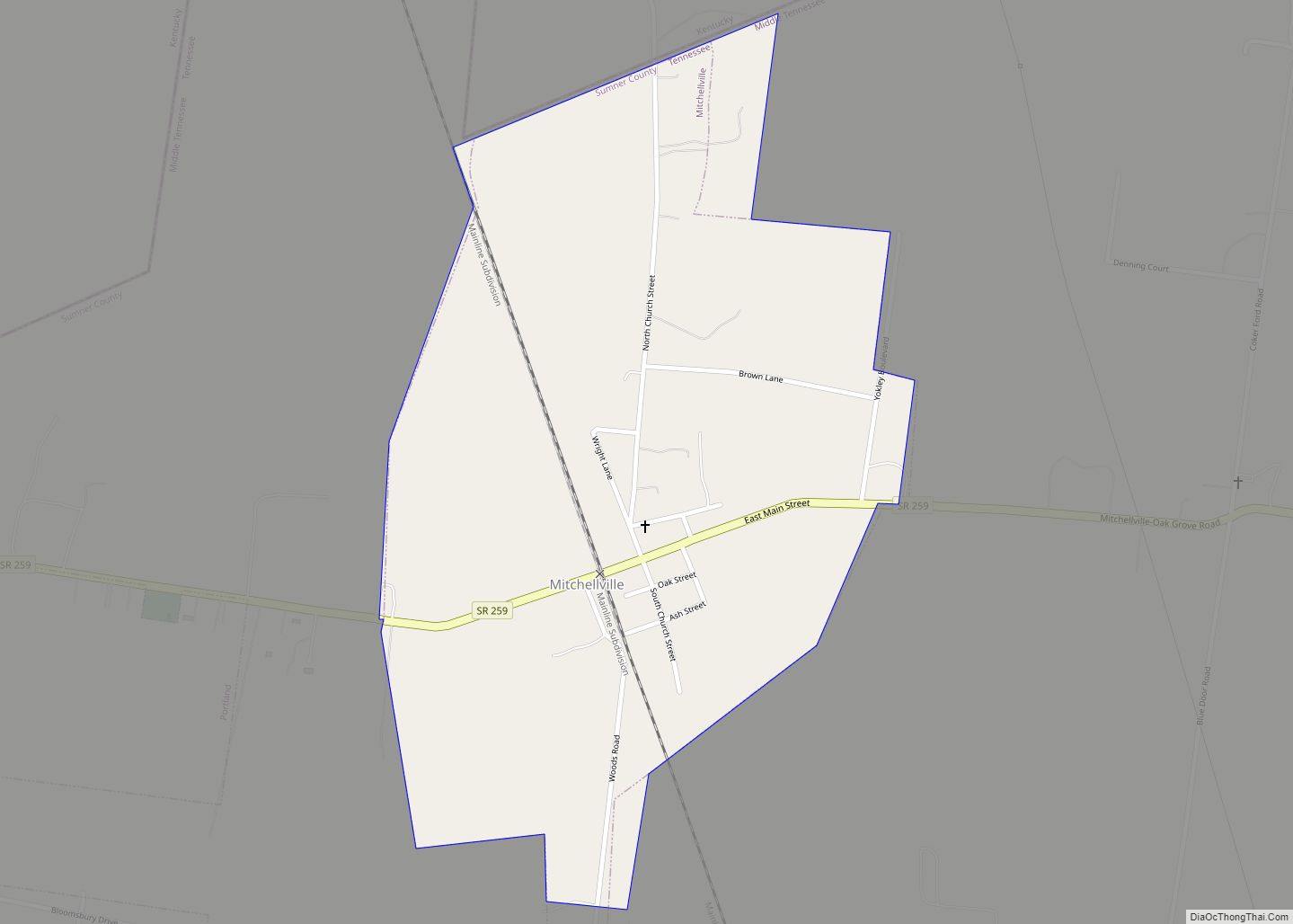 Map of Mitchellville city, Tennessee