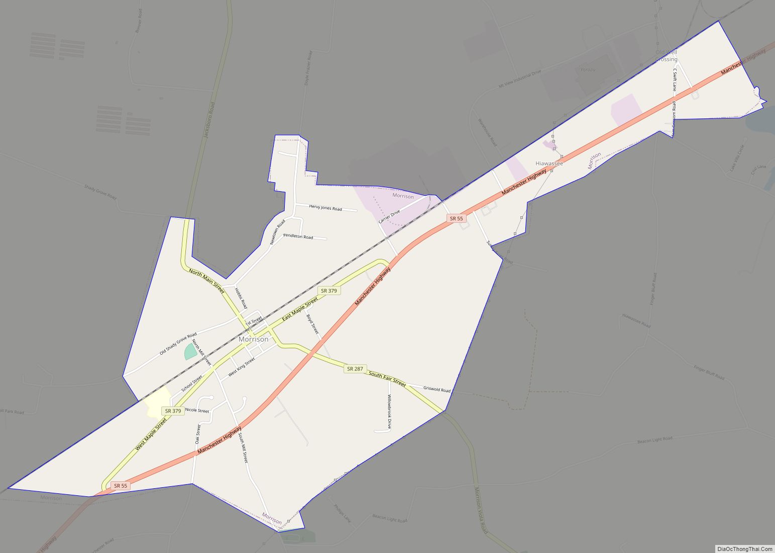 Map of Morrison town, Tennessee