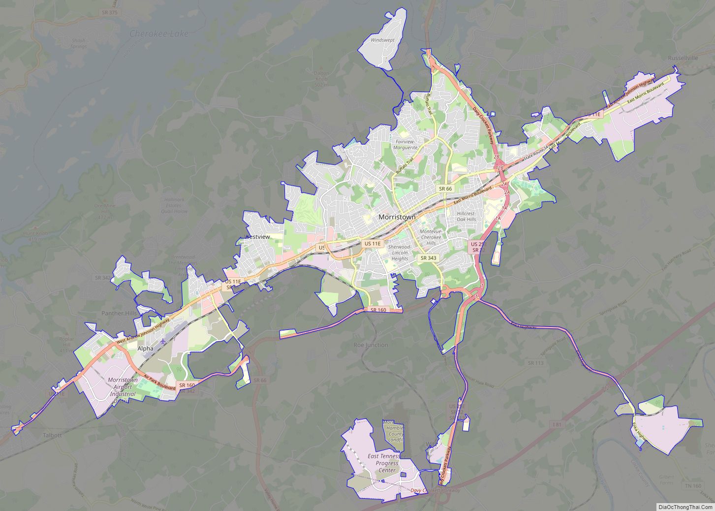 Map of Morristown city, Tennessee