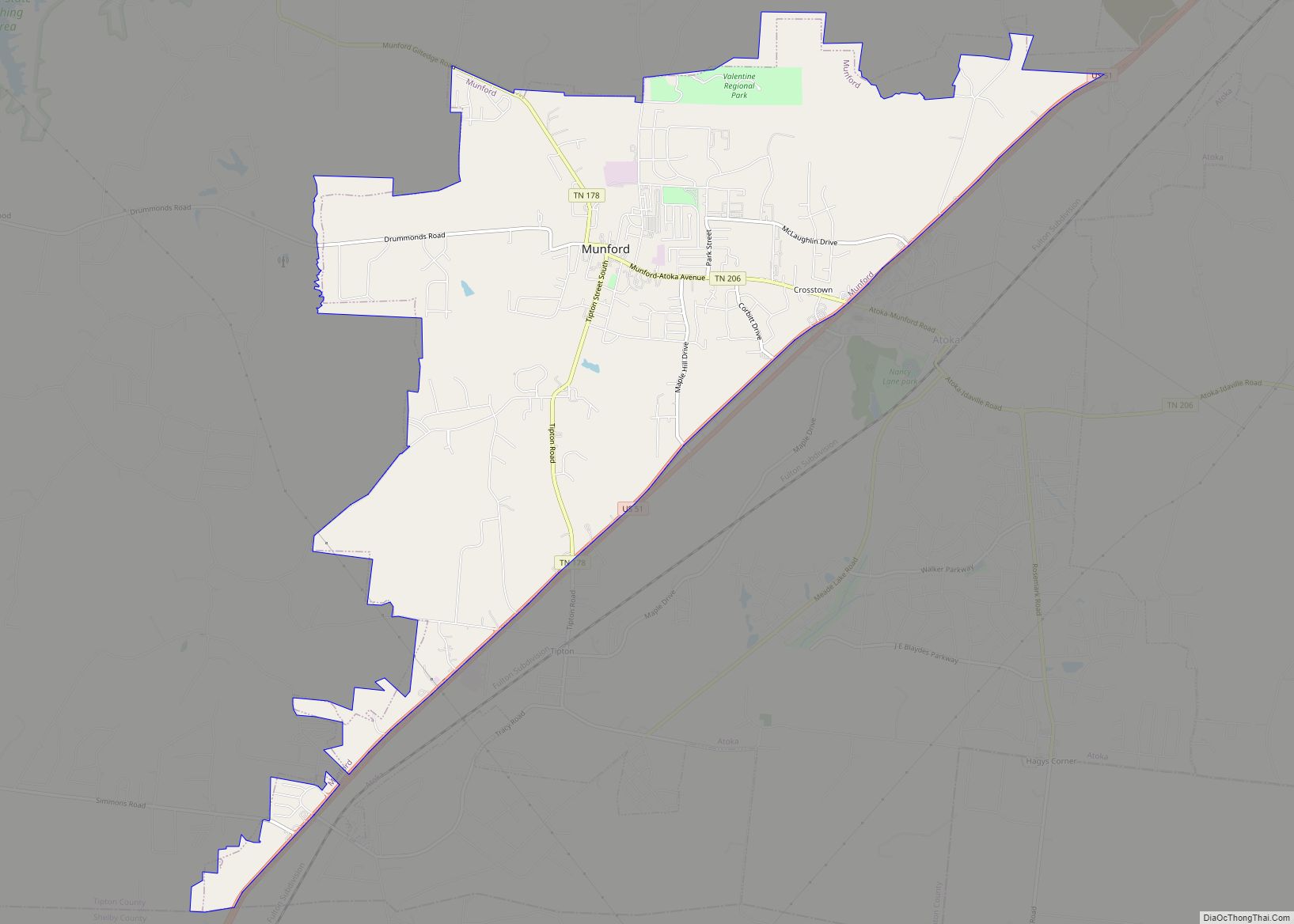 Map of Munford city, Tennessee