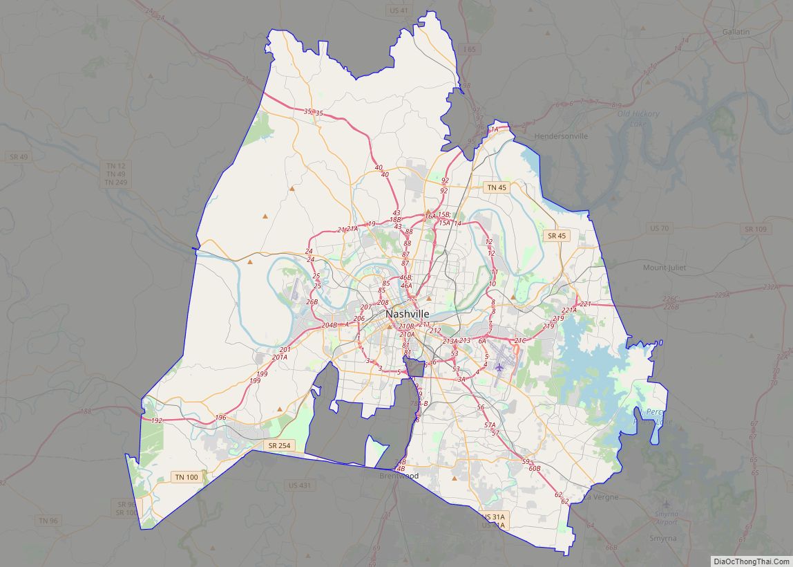 Map of Nashville-Davidson metropolitan government (balance)