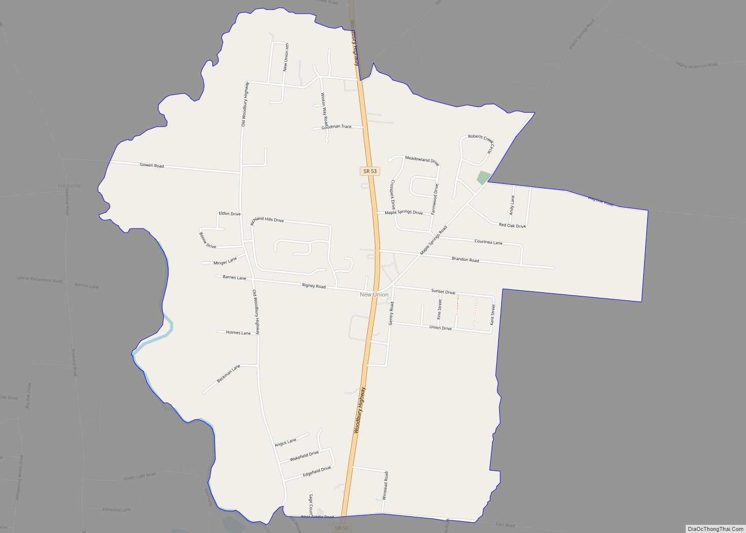 Map of New Union CDP, Tennessee