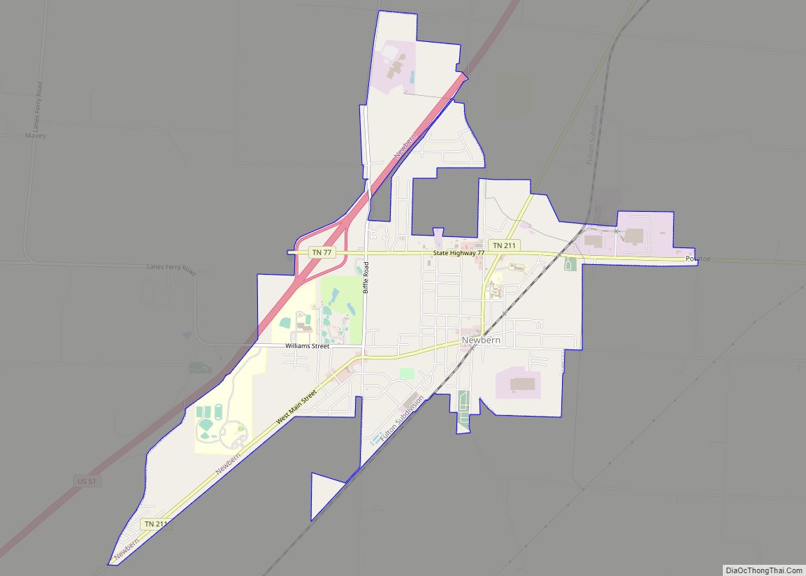 Map of Newbern town, Tennessee