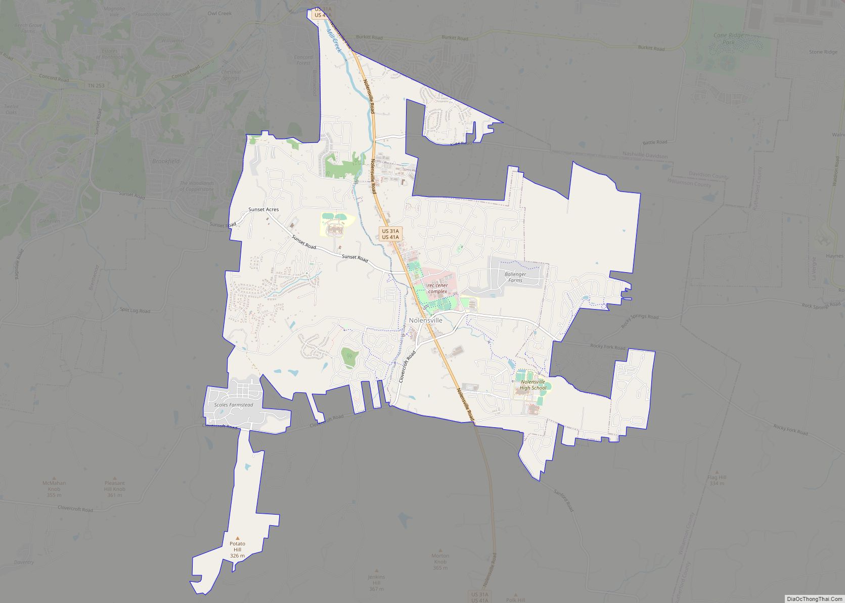Map of Nolensville town