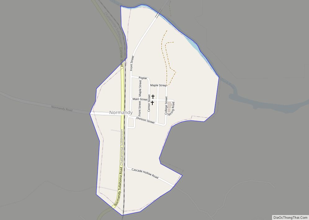 Map of Normandy town, Tennessee