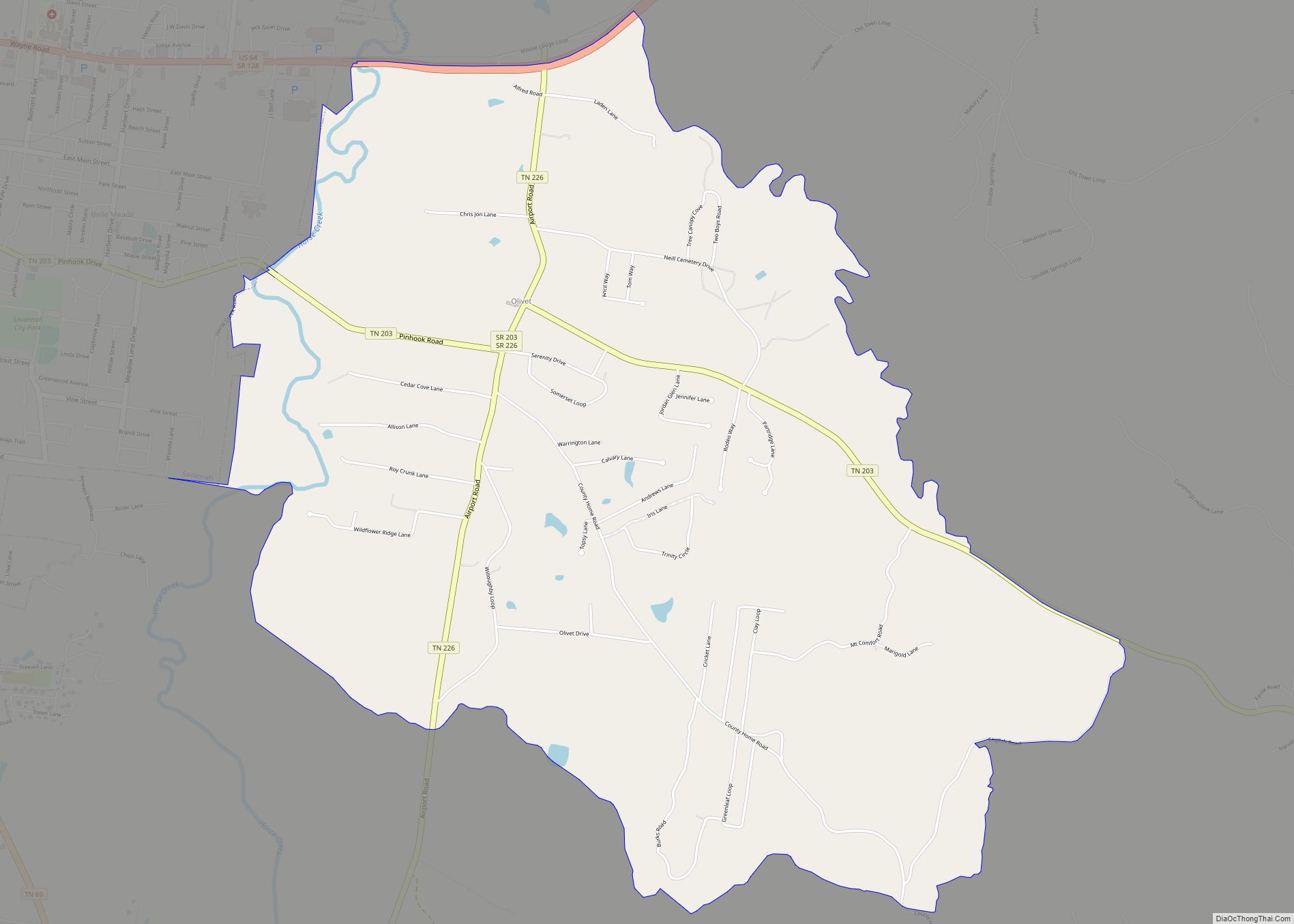 Map of Olivet CDP, Tennessee