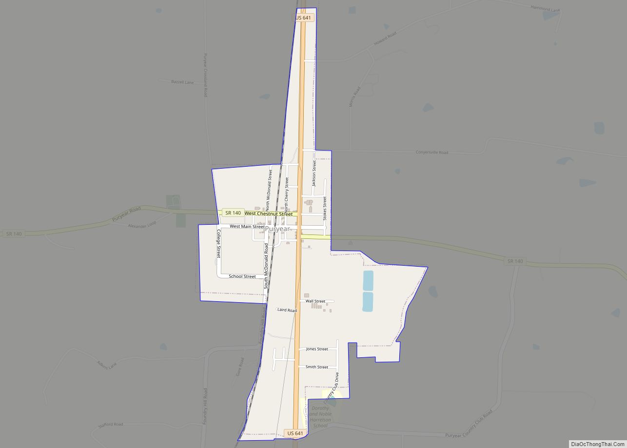 Map of Puryear city