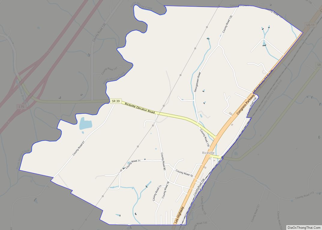 Map of Riceville CDP, Tennessee
