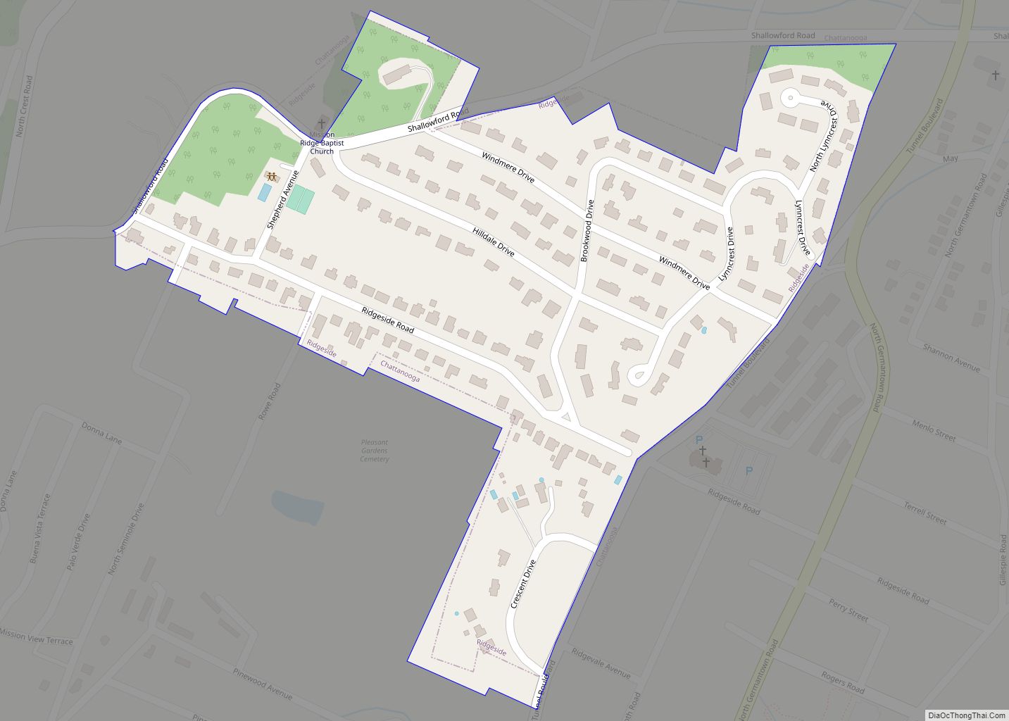 Map of Ridgeside city