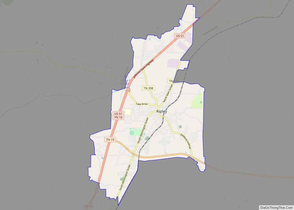 Map of Ripley city, Tennessee