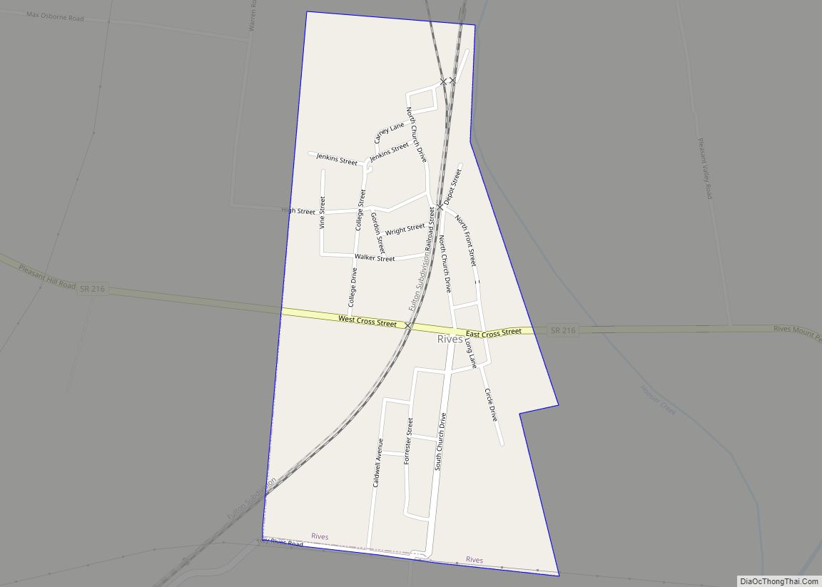 Map of Rives town, Tennessee