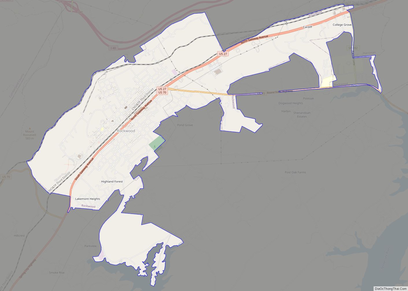 Map of Rockwood city, Tennessee