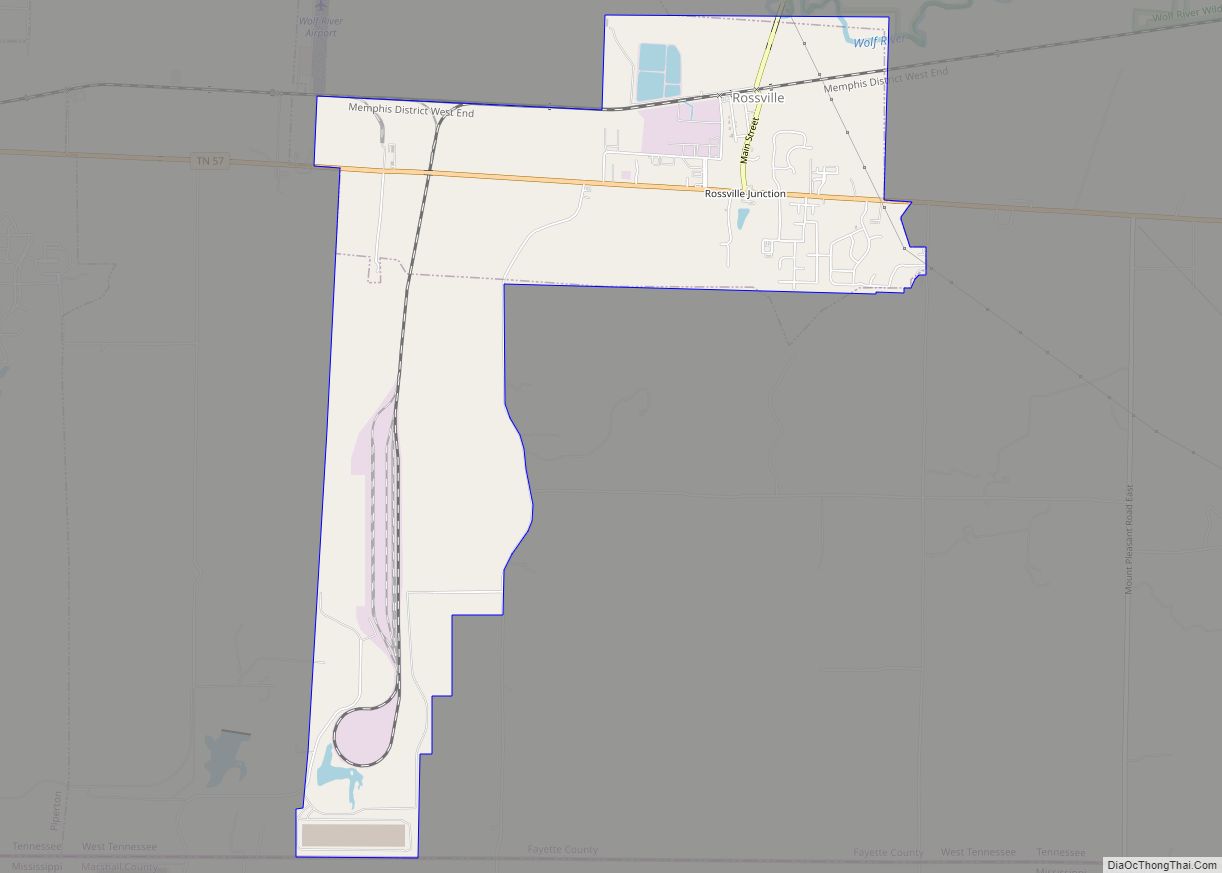 Map of Rossville town, Tennessee