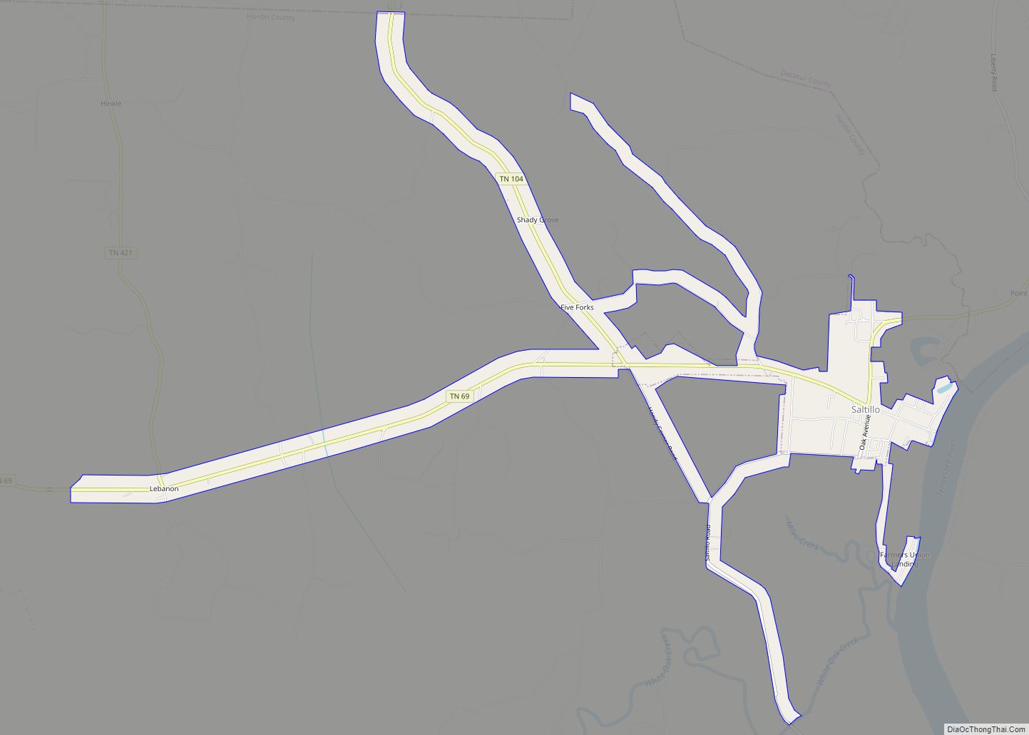 Map of Saltillo town, Tennessee
