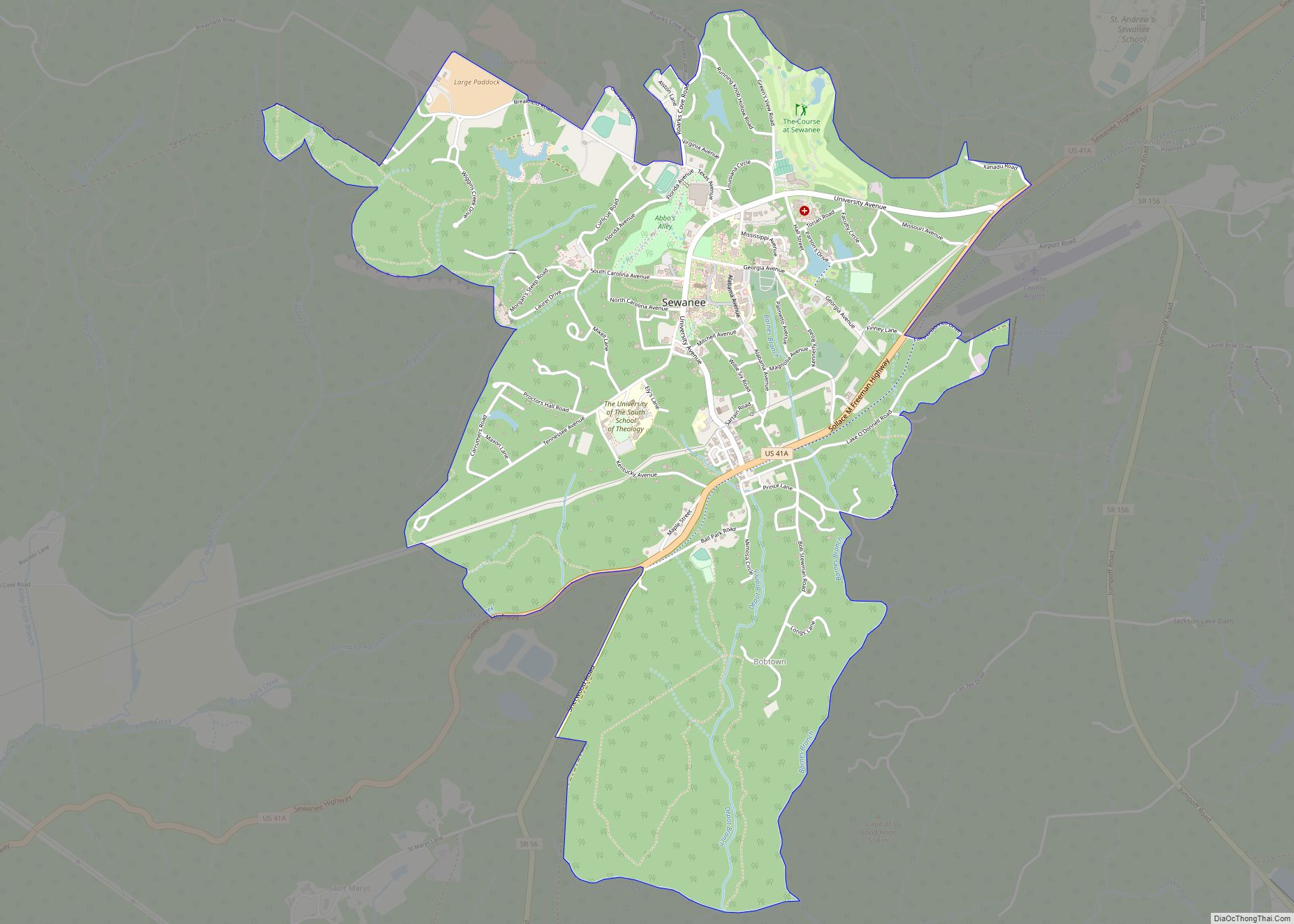 Map of Sewanee CDP