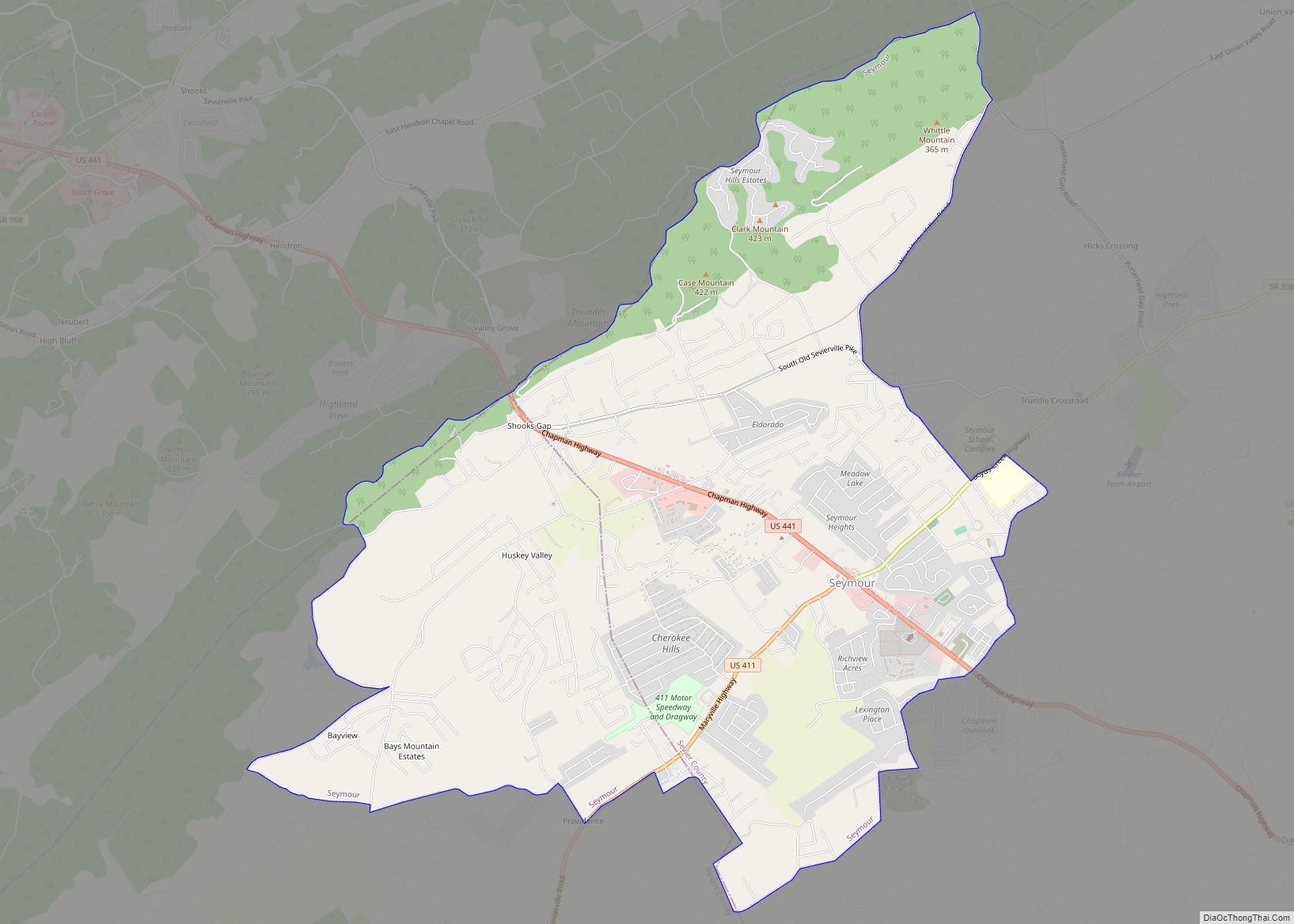 Map of Seymour CDP, Tennessee
