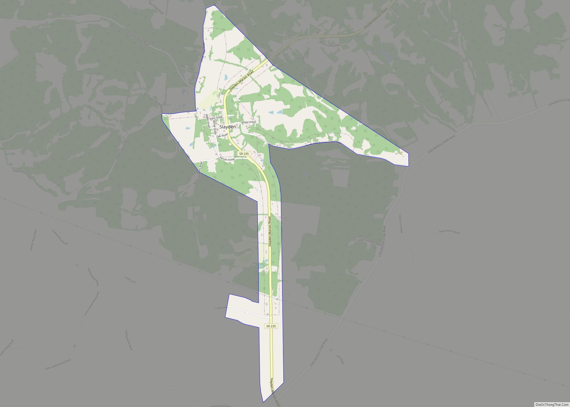 Map of Slayden town