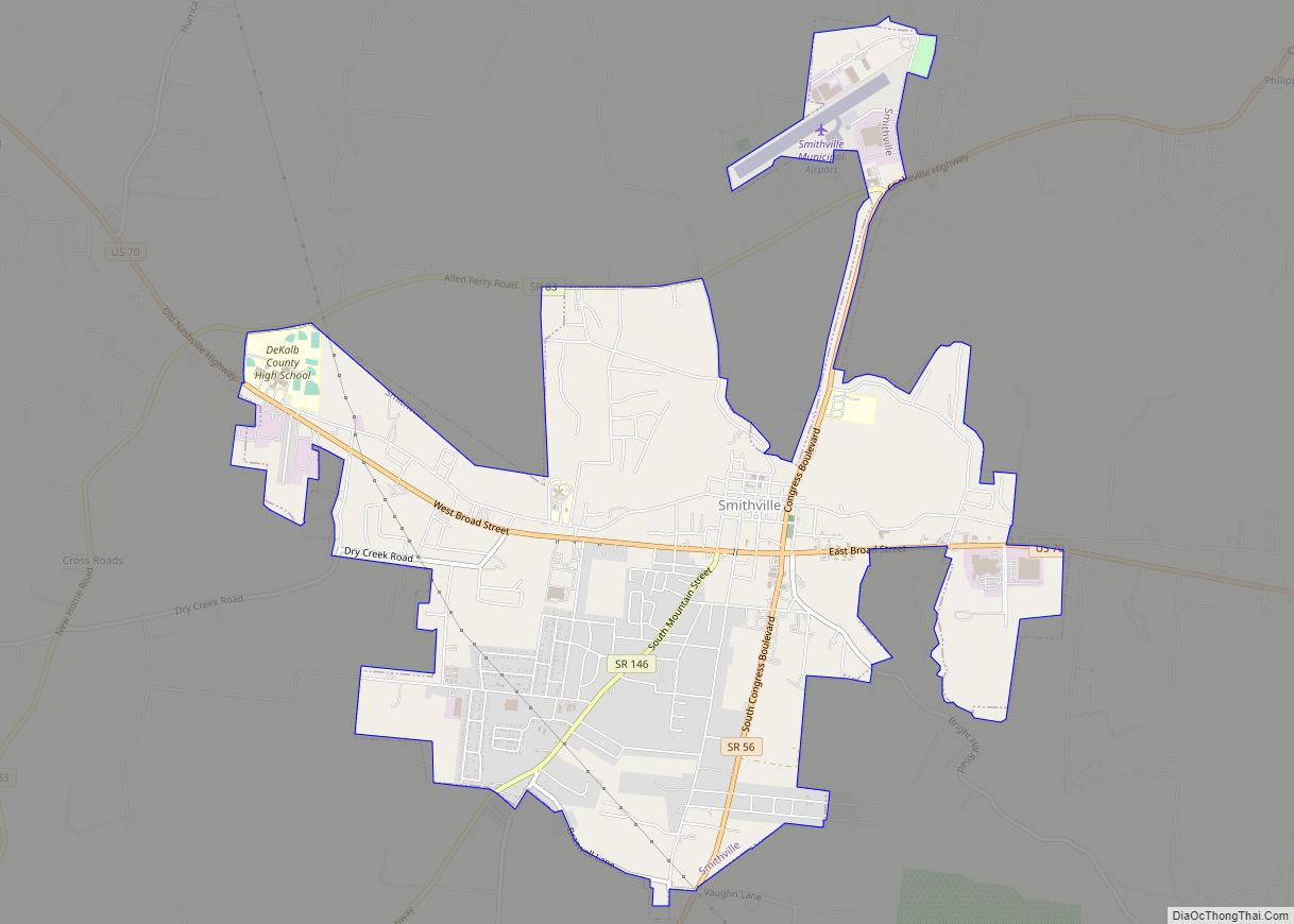 Map of Smithville city, Tennessee