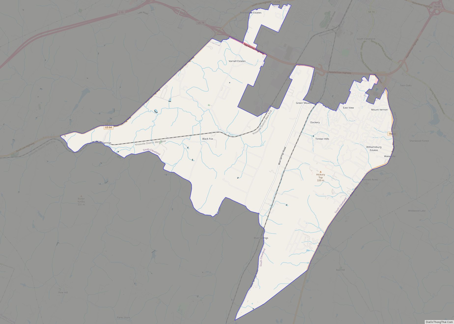 Map of South Cleveland CDP