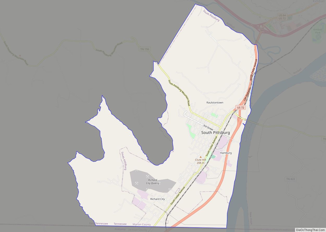 Map of South Pittsburg city