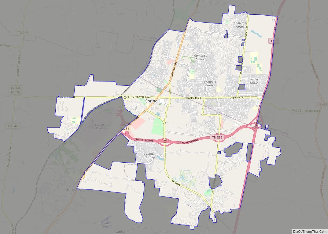Map of Spring Hill city, Tennessee