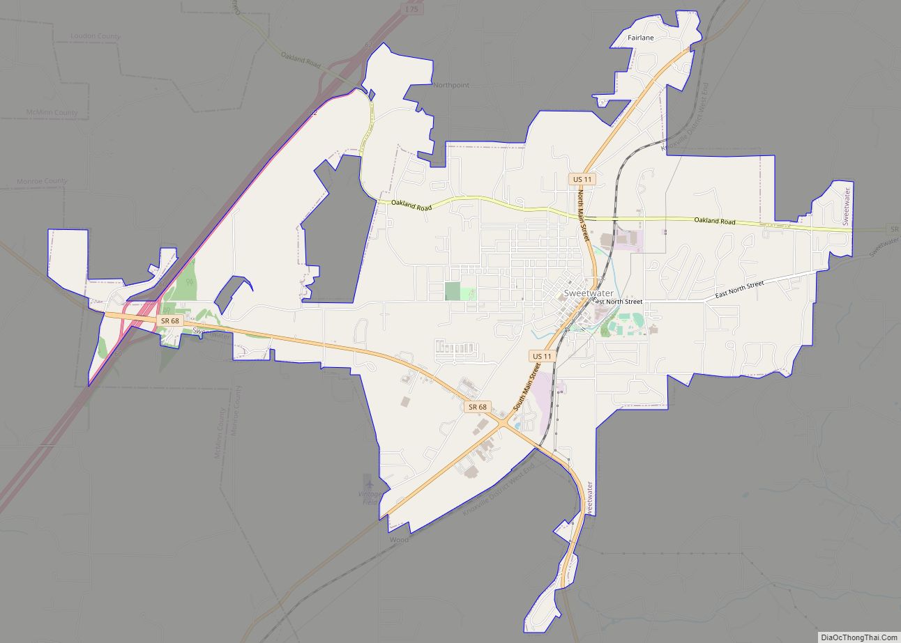 Map of Sweetwater city, Tennessee