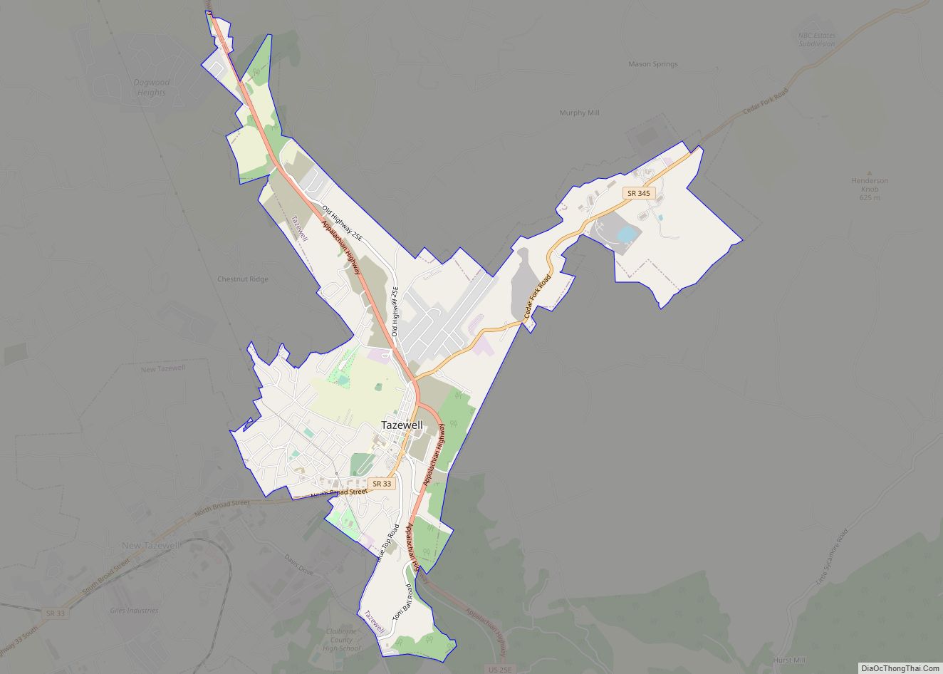 Map of Tazewell town