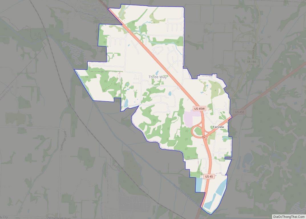 Map of Three Way city