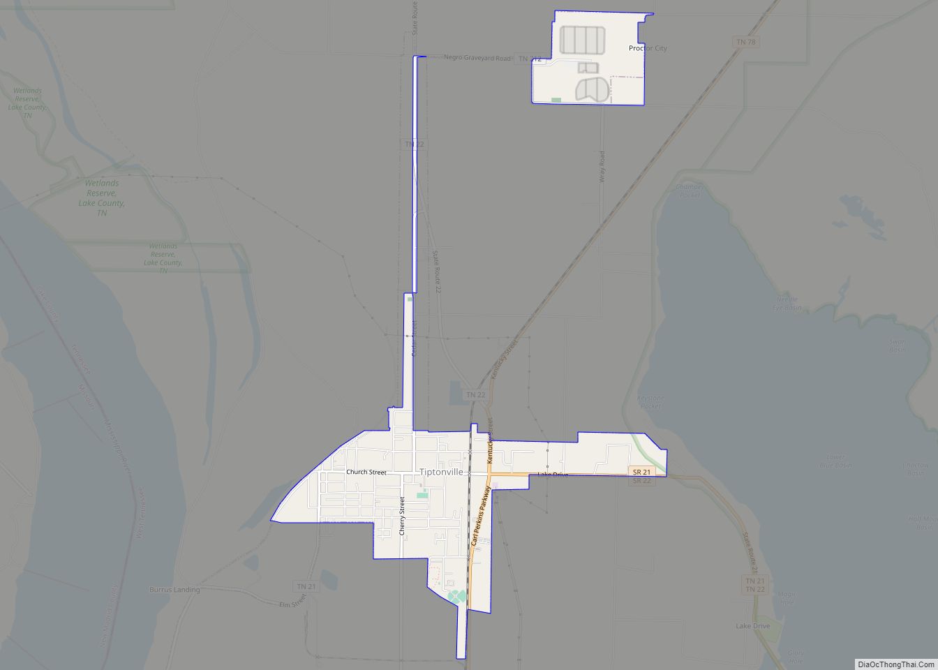 Map of Tiptonville town