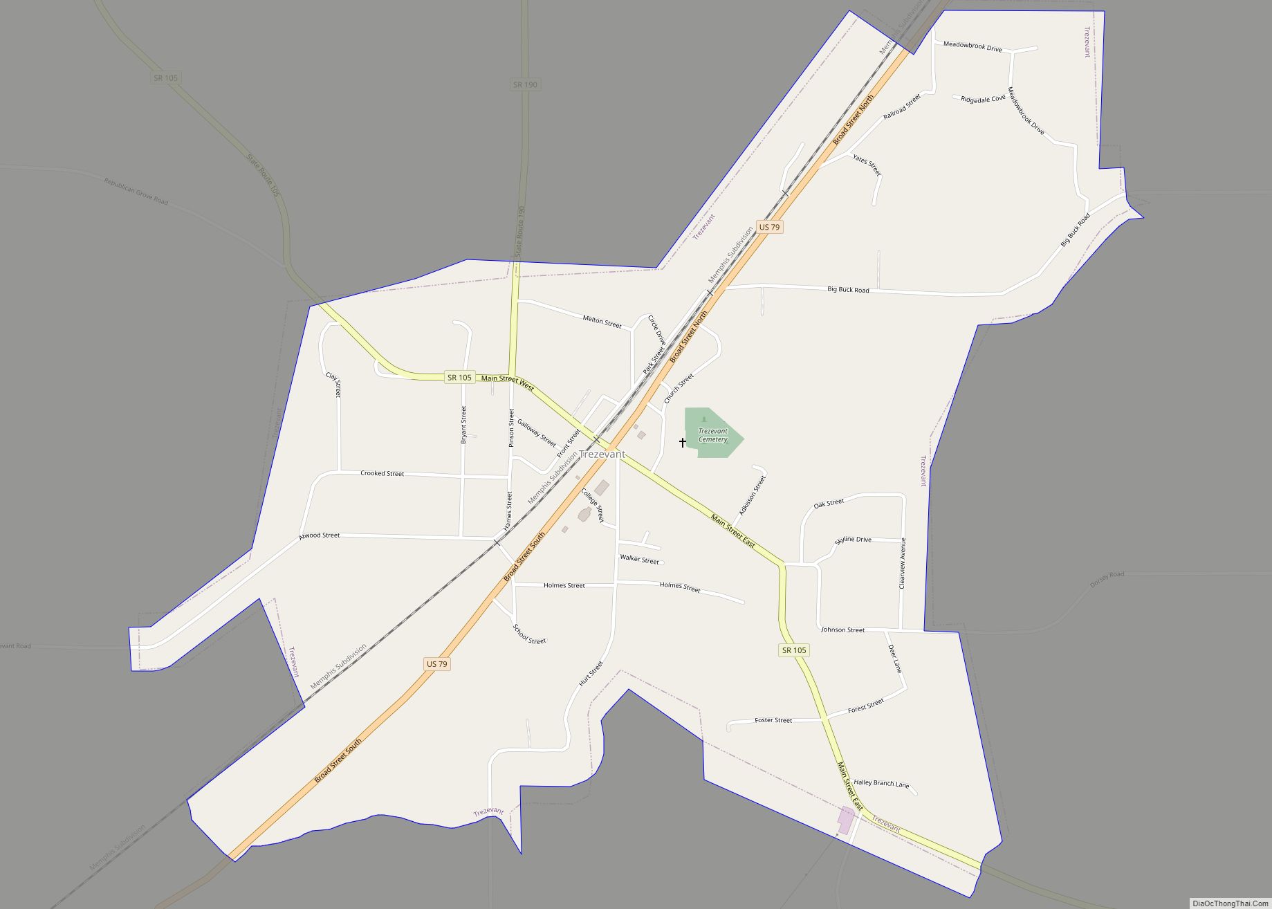 Map of Trezevant town