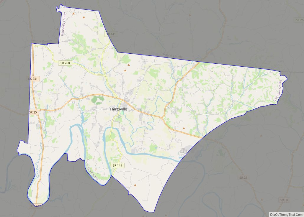 Map of Hartsville/Trousdale County