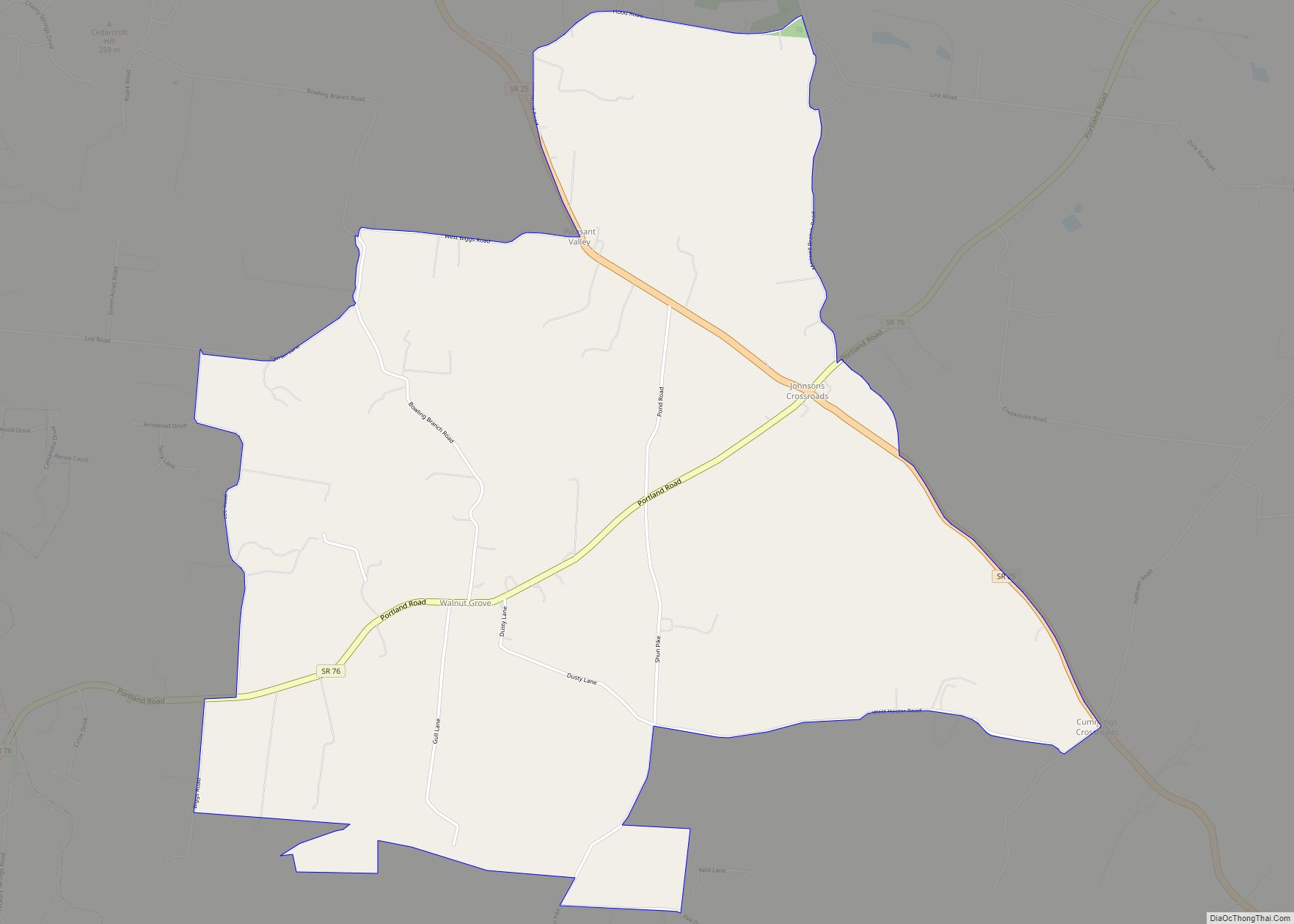 Map of Walnut Grove CDP, Tennessee