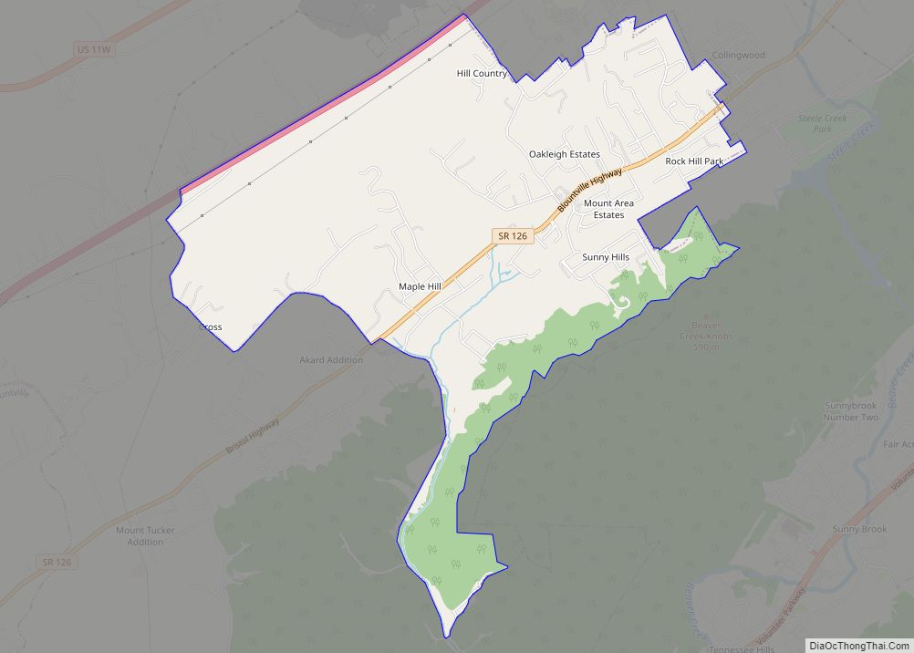Map of Walnut Hill CDP, Tennessee