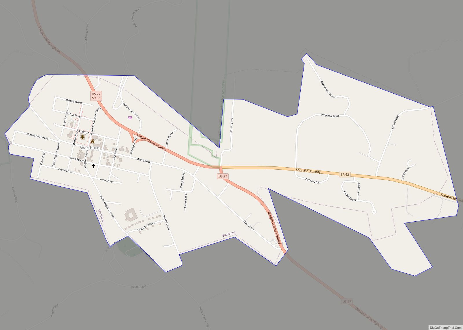 Map of Wartburg city