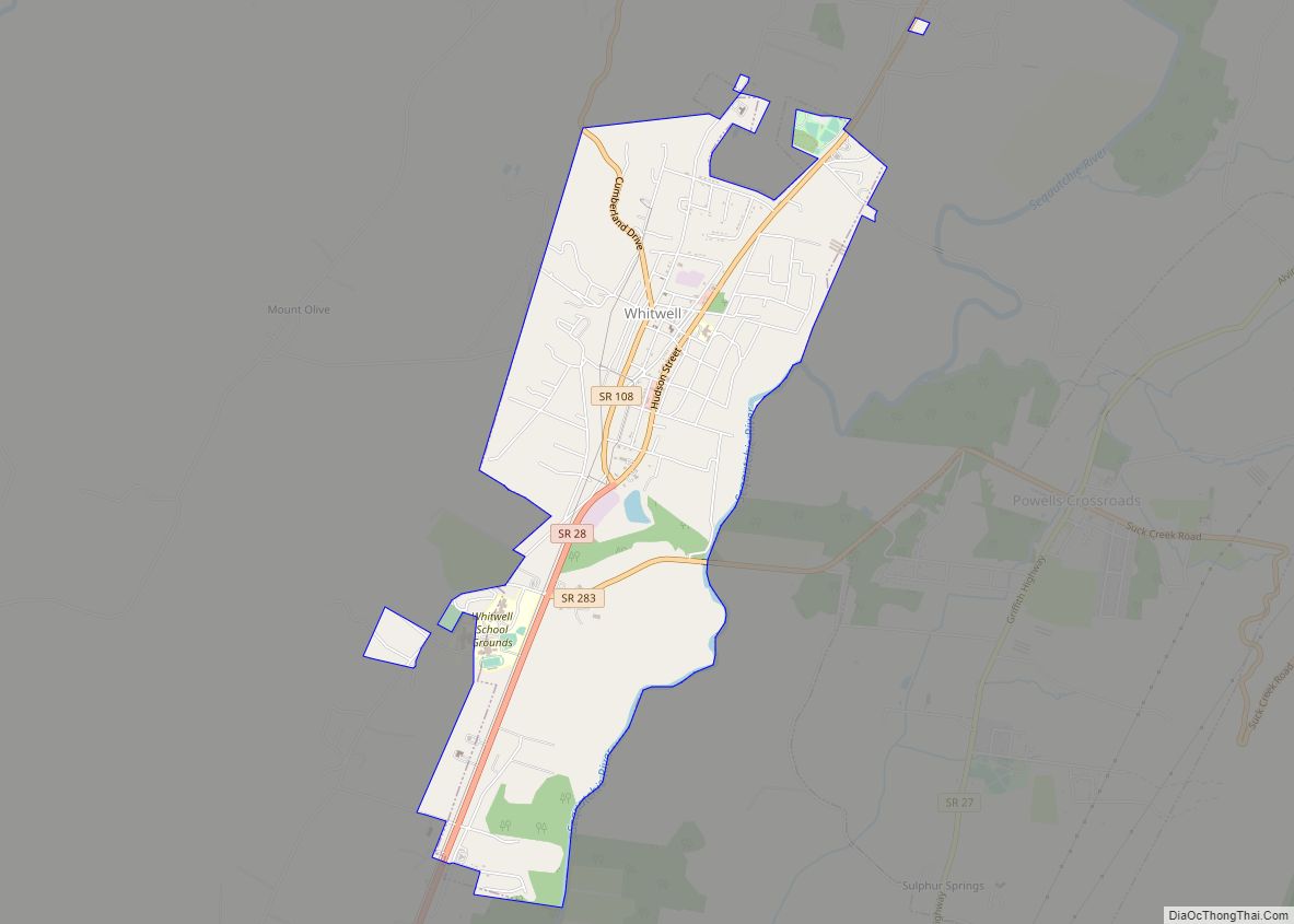 Map of Whitwell city