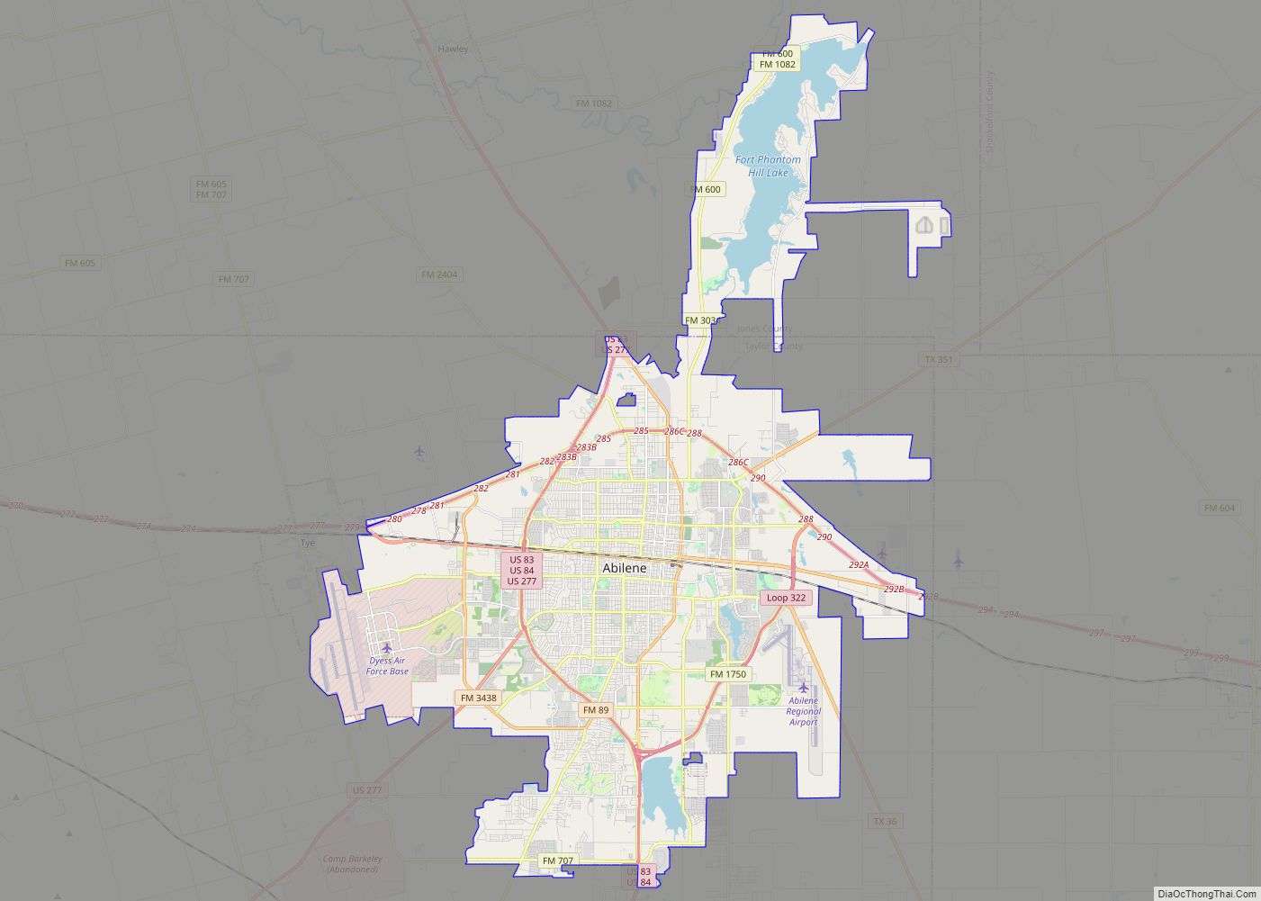 Map of Abilene city, Texas