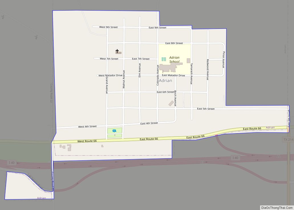 Map of Adrian city, Texas